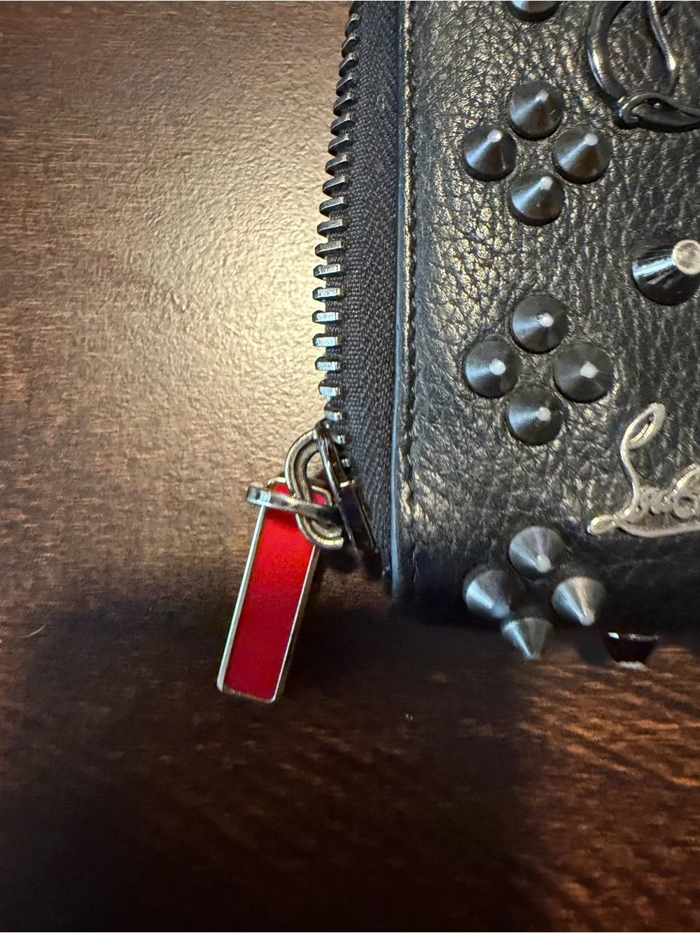 Authentic Christian Louboutin Red Leather Zip Wallet Interior